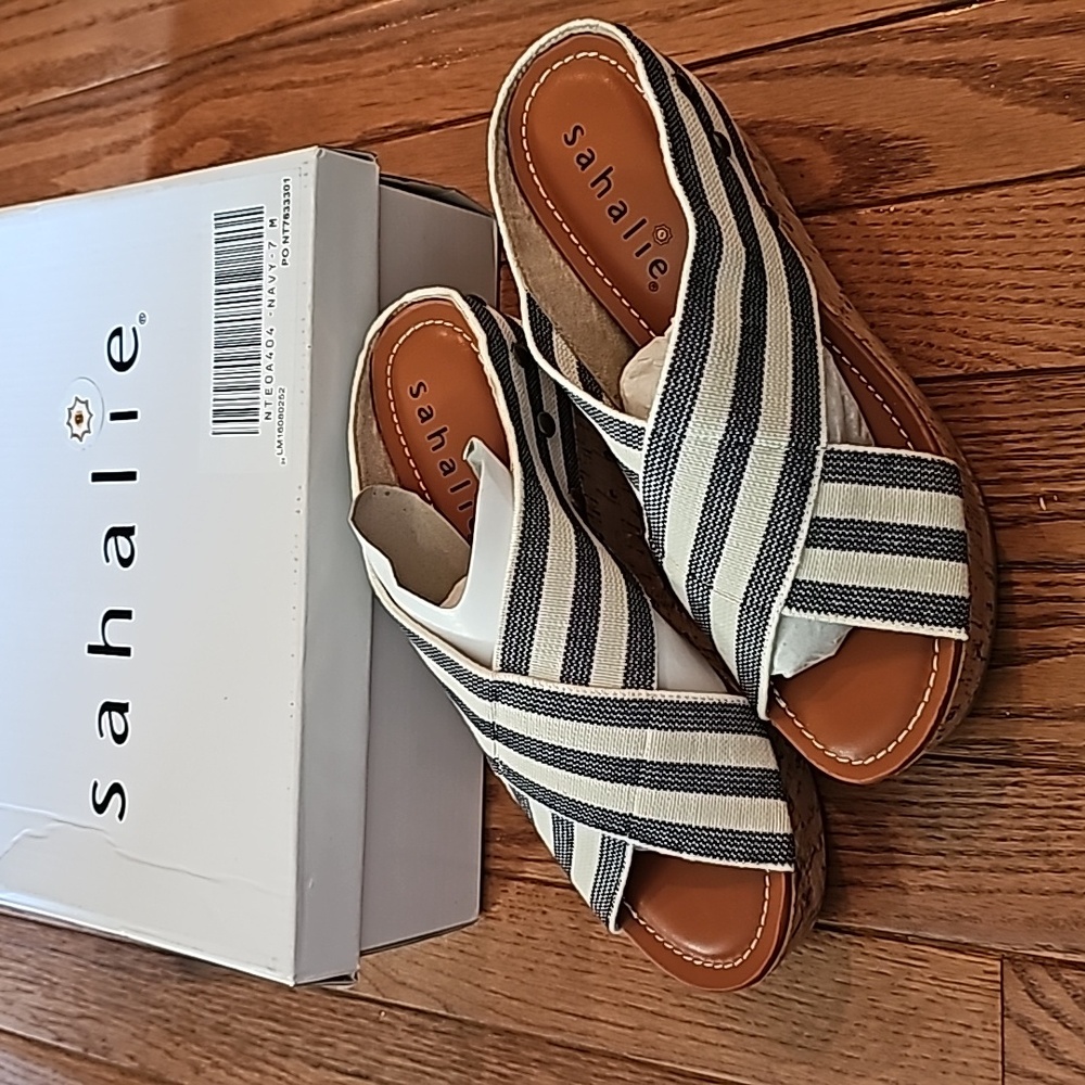 Sahalie Navy size 7 M Wedge Heel Sandals - New in Box - Picture 8 of 10
